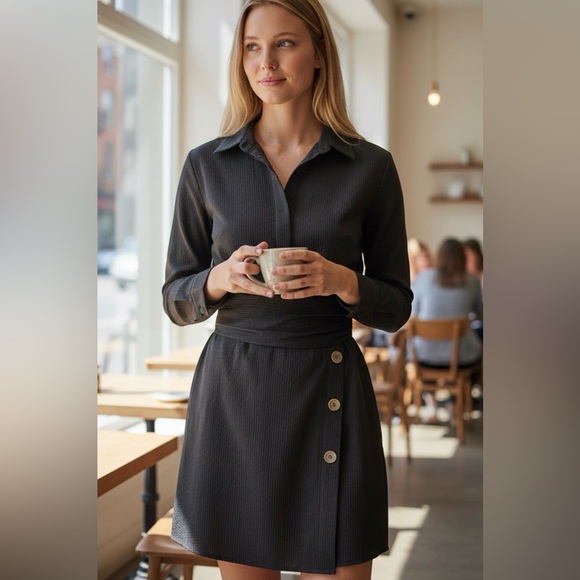 Sovere Dresses & Skirts - SOVERE  Black Button-Up Mini Dress